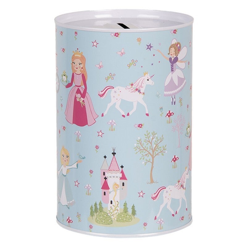 Spaarpot | Eenhoorn | Prinses | Blauw | Blik | Clayre & Eef | Ø 10x15 cm