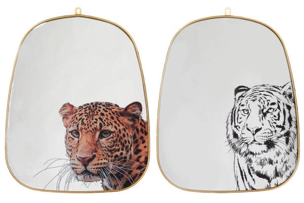 Spiegel | Luipaard | Witte Tijger | Glas | 37x45cm