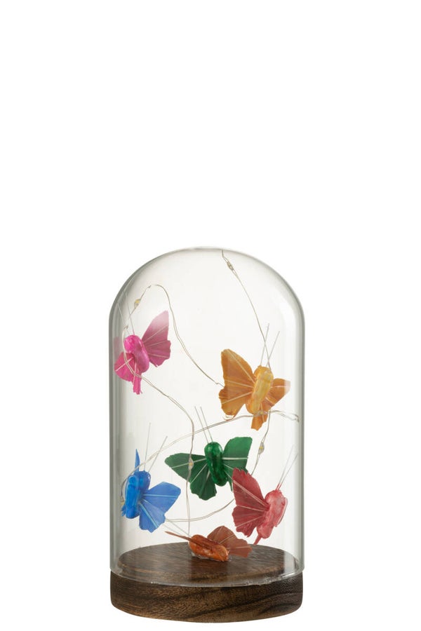 Stolp | Vlinders | Led | J-line | Glas | 9x9x17cm