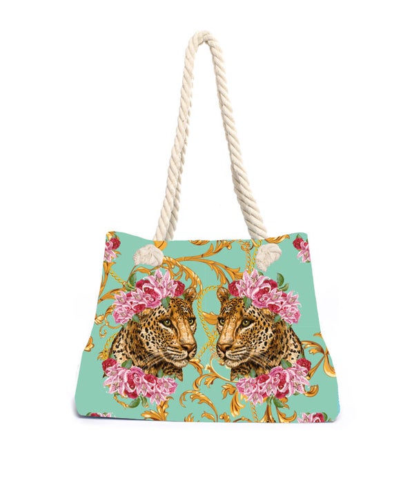 Strandtas | Panter | Miss Leo | Canvas | Linnen | 55x45x8cm