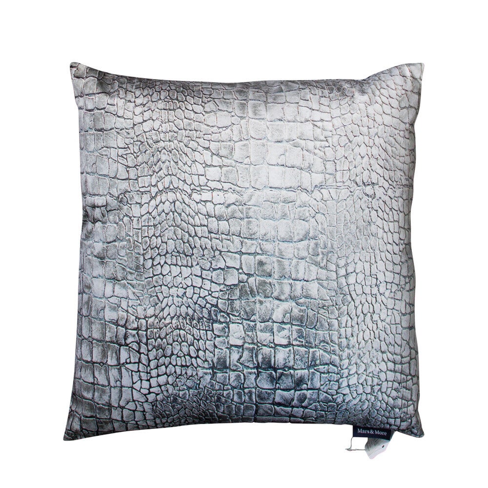 Kussen krokodillenprint grijs