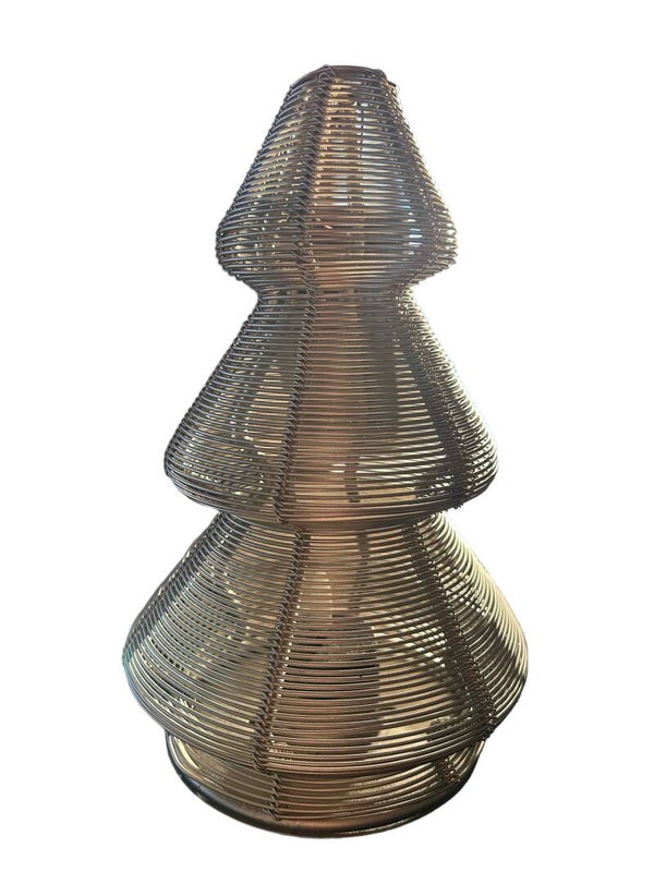 Windlicht / theelichthouder kerstboom champagne zilver