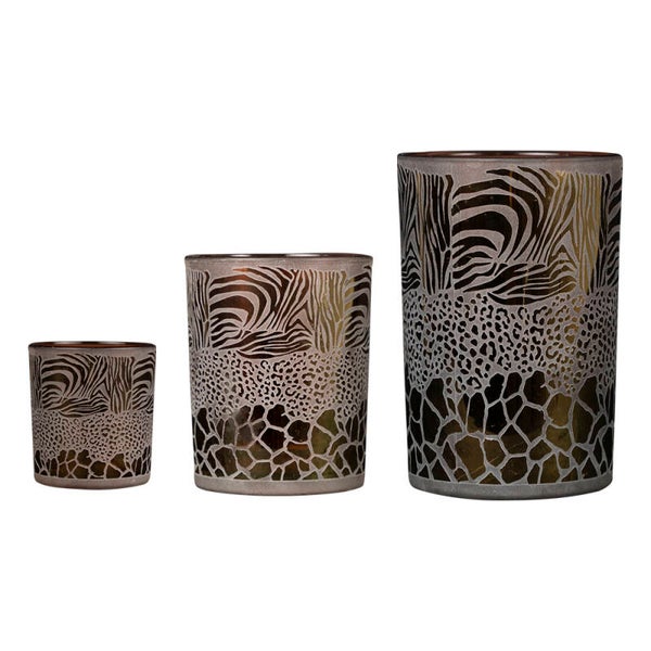 Theelichthouder | Safari | Dierenprint | Bruin | Mars & More | 3 afmetingen