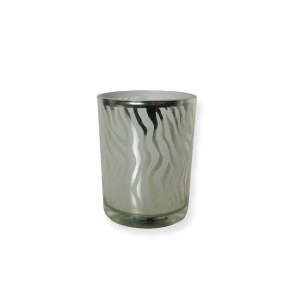 Theelichthouder | Zebra | Zilver | Wit | Mars&More | Glas | 7x7x8cm