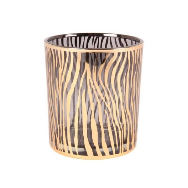 Theelichthouder | Zebra | Goud | Glas | Dutch Style | 9x9x10cm