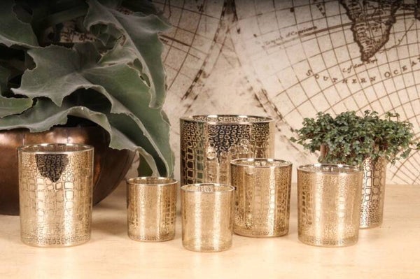 Theelicht Croco Chic – Zilverglas in 4 Maten