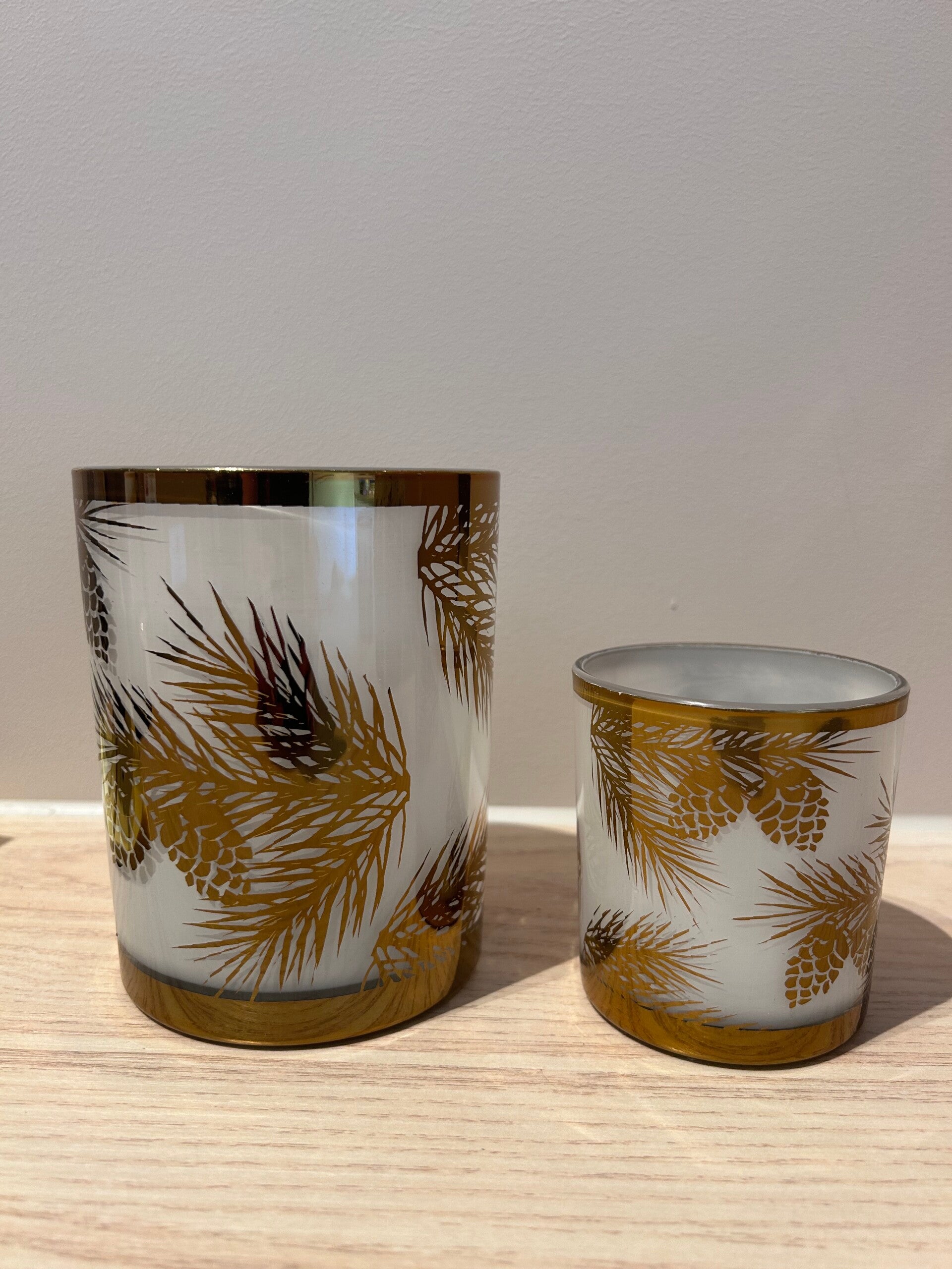 Theelichthouders | Hersttafereel | Frosted Pines | Goud | Wit | Colmore | 2 afmetingen