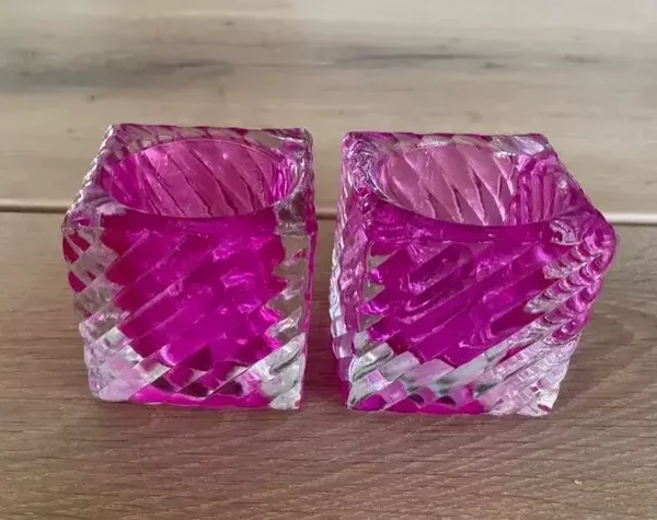 Theelichthouder vierkant roze