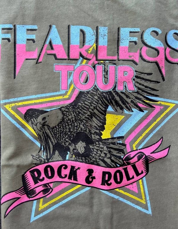 T-shirt adelaar "Fearless Tour" onesize groen