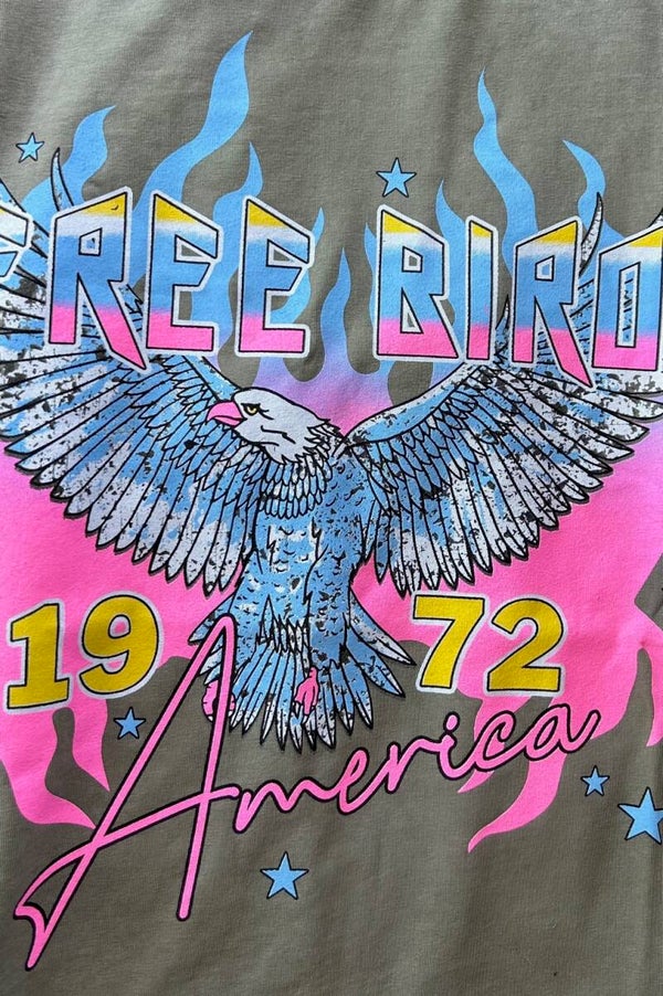 T-shirt adelaar "Free Bird" onesize groen