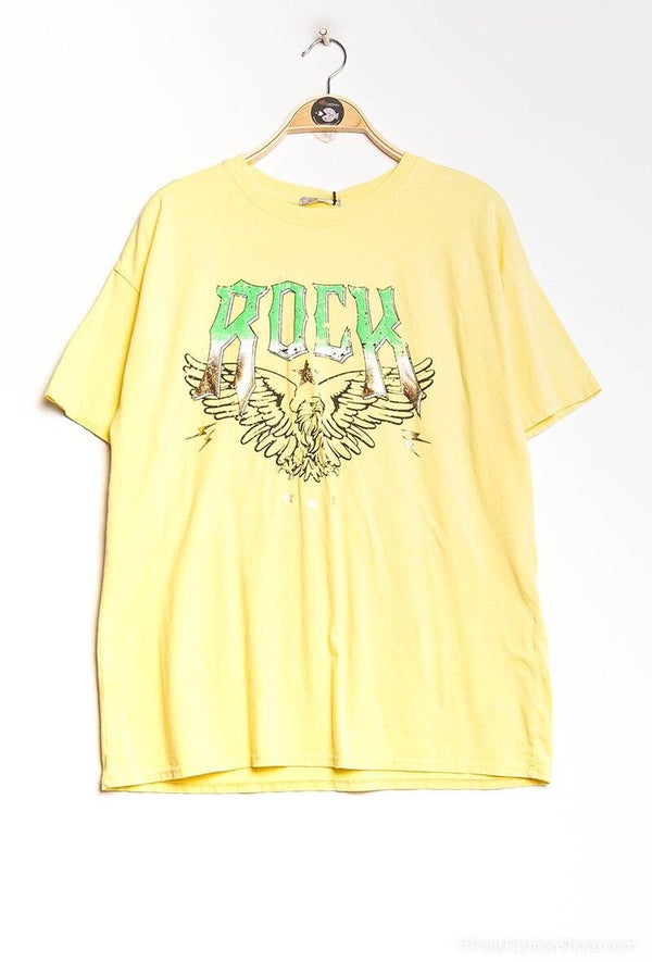 T-shirt adelaar 'Rock' geel onesize