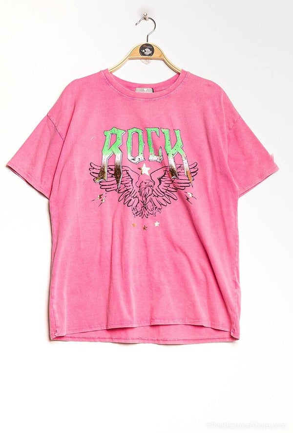 T-shirt adelaar 'Rock' roze onesize