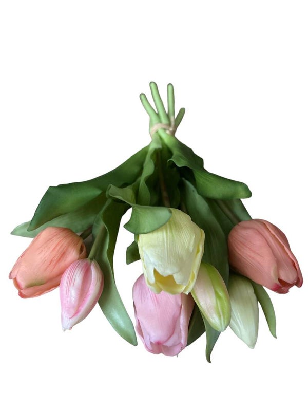 Kunstbloemen | Kunsttulpen | Tulpen | Real Touch | Pastelkleuren | 7 stuks