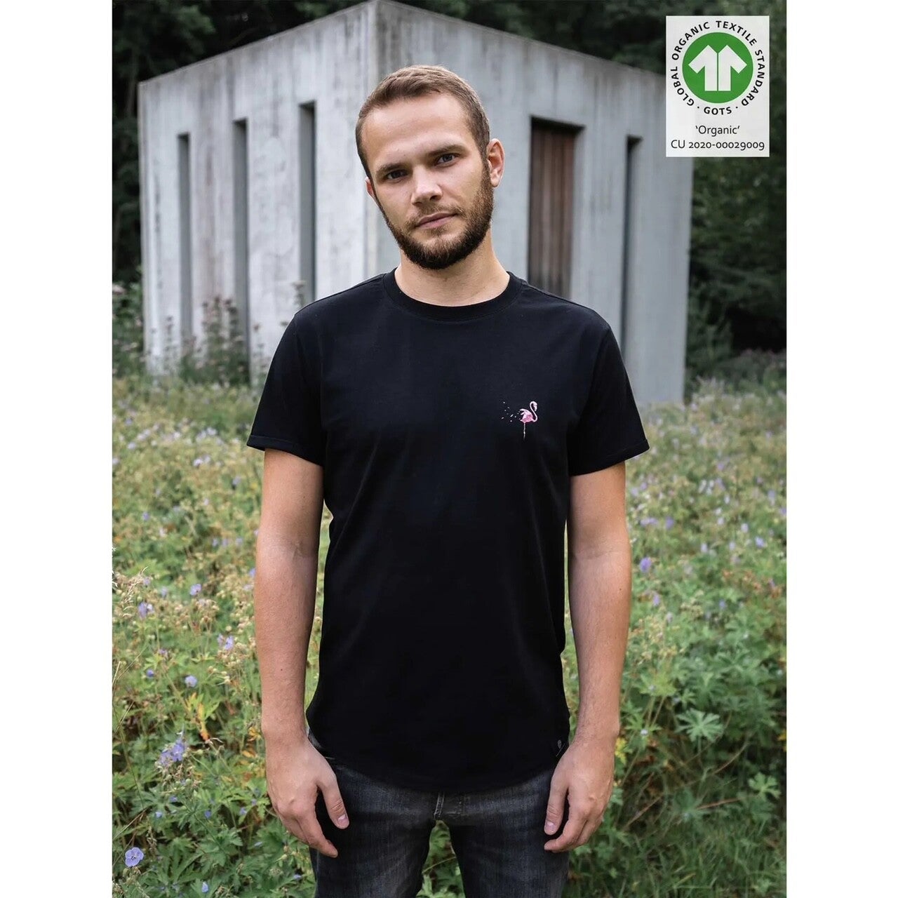 Heren t-shirt flamingo zwart