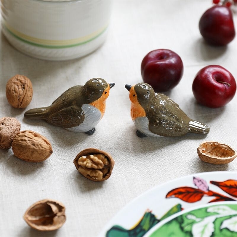 Peper en Zoutstel | Vogel | Roodborstje | Dolomiet | &Klevering | 10x5x6cm