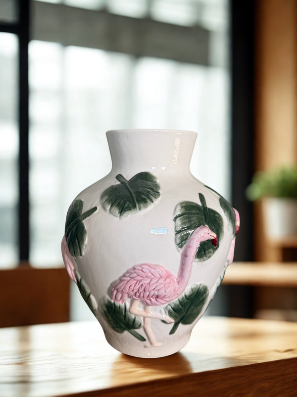 Flamingo Jungle Vaas – Aardewerk Decoratie 26 cm