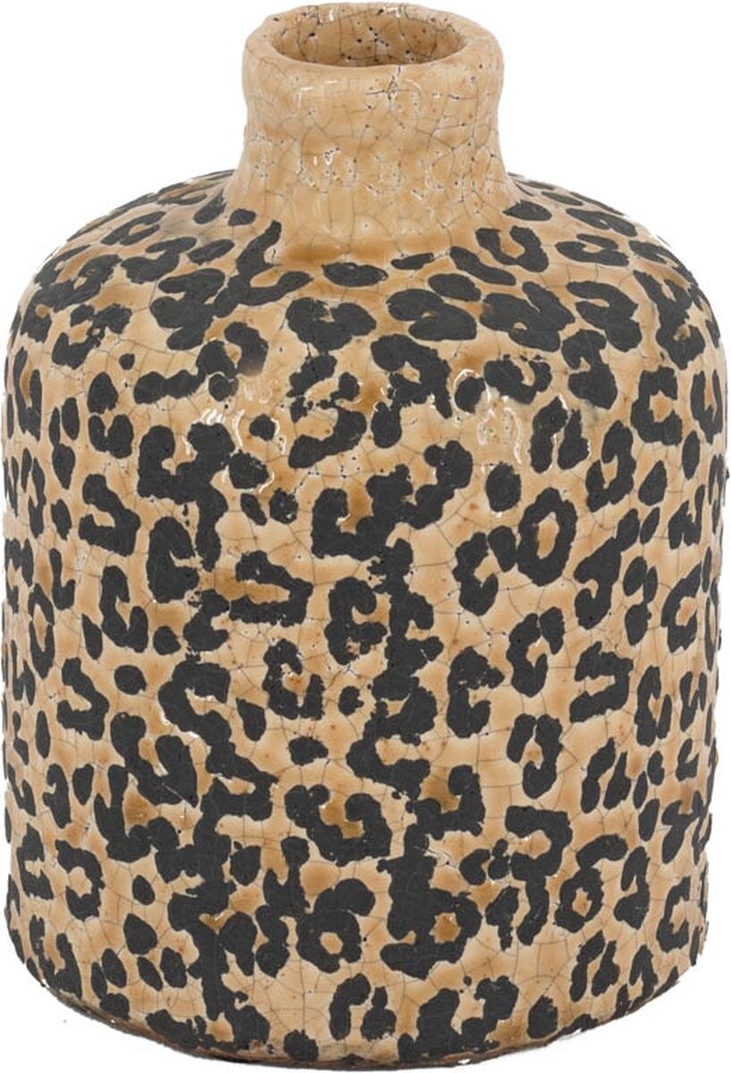 Vaas | Panterprint | Luipaardprint | Aardewerk | 13,5x13,5x18,5cm