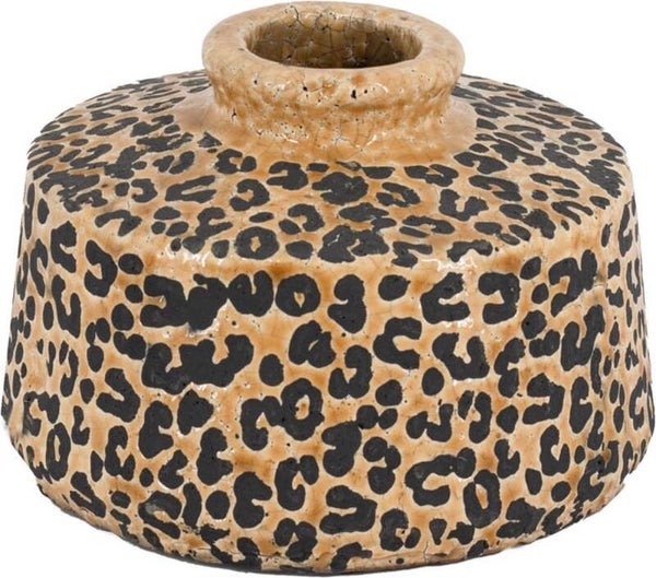 Vaas | Panterprint | Luipaardprint | Aardewerk | 20,5x20,5x13,5cm