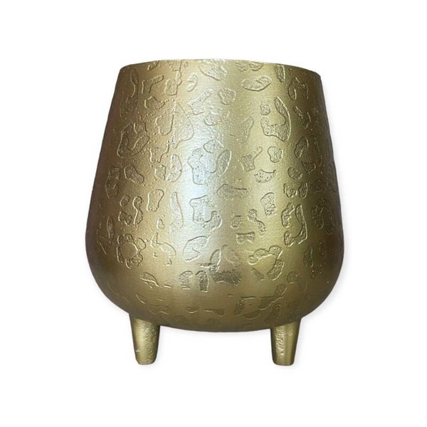 Vaas | Bloempot | Luipaardprint | Goud | Colmore | Aluminium | 16x16x17cm