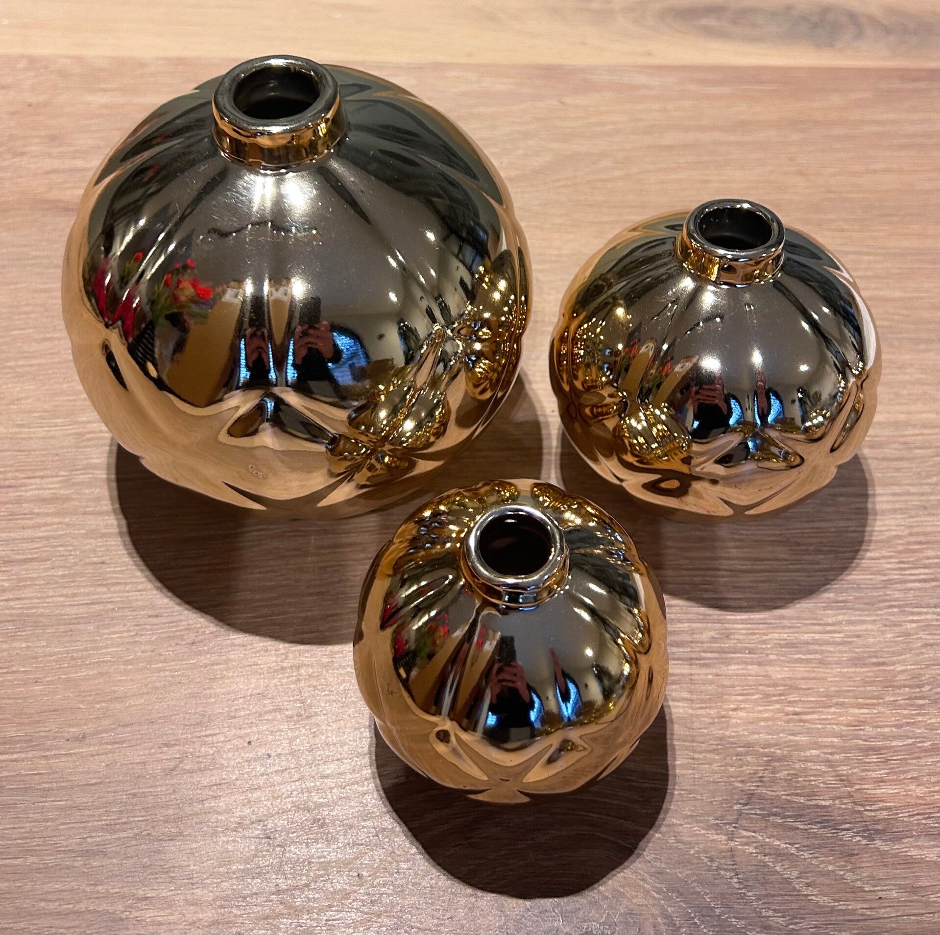 Vaas | Kerstbal | Goud | Keramiek | Set van 3