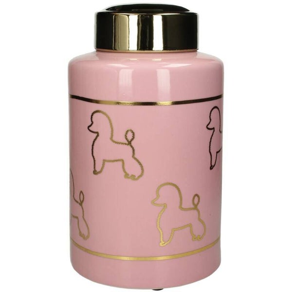Voorraadpot honden / poedels roze met goud