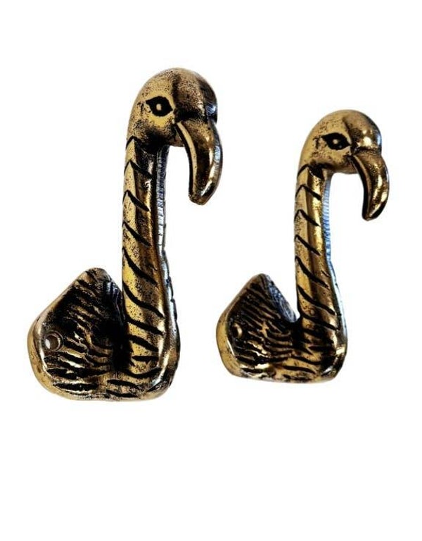 Flamingo Wandhaken Goud – Set van 2 Tropische Haken
