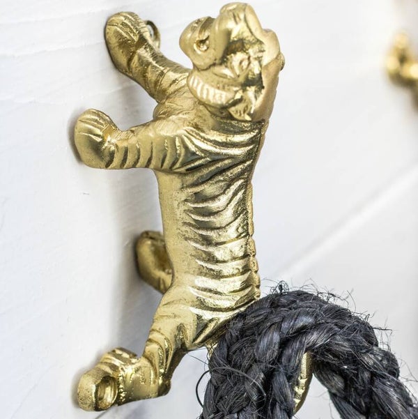 Wandhaak | Tijger | Goud | Aluminium | 11,5x5,5x5cm