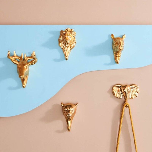 Wandhaak | Neushoorn | Goud | &Klevering | Metaal | 9x6x13cm