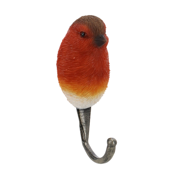 Wandhaak Vogel Roodborstje – 11 cm (Polyresin)