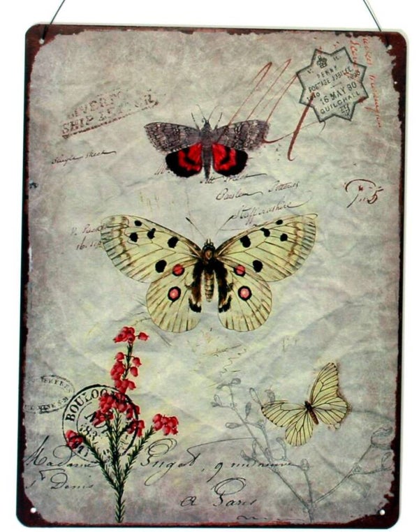 Wandplaat | Vlinder | Vlinders | Metaal | 25x33cm