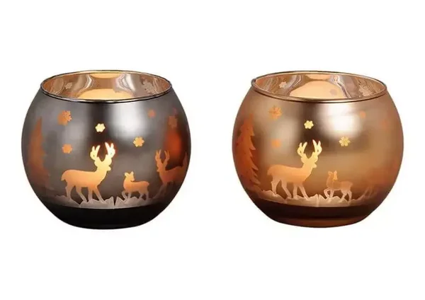 Windlichten bolvorm set van 2