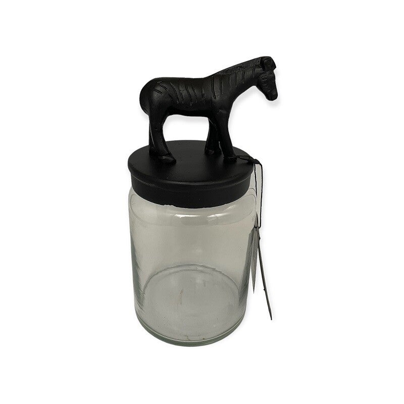 Voorraadpot | Zebra | Zwart | Glas | Colmore | 14x14x22cm