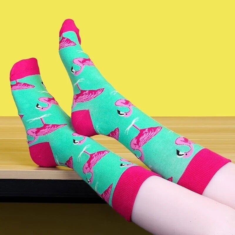 Sokken flamingo zeegroen