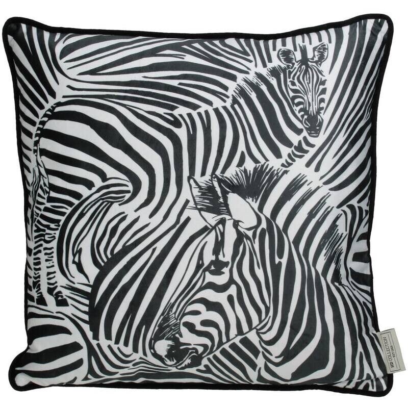 Kussen | Zebra | Fluweel | Zwart | Wit | 45x45cm