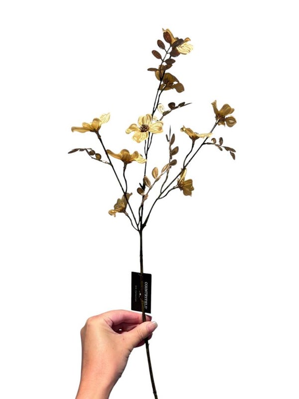 Zijdenbloem | Kunstbloem | Cornus | Geel | Goud | Countryfield | 60cm