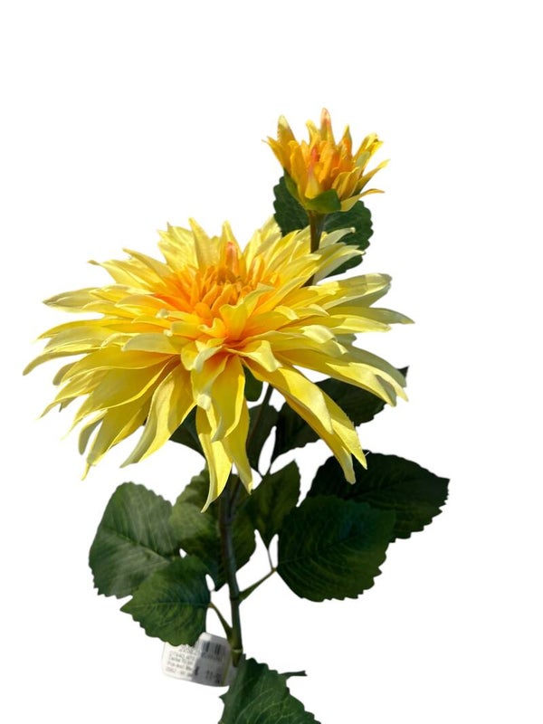 Zijdenbloem | Kunstbloem | Dahlia | Geel | 70cm