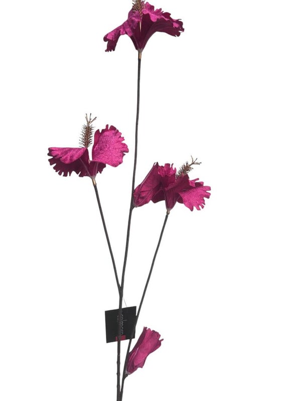 Zijdenbloem | Kunstbloem | Hibiscus | Roze | Fuchsia | Goud | 98cm | Colmore