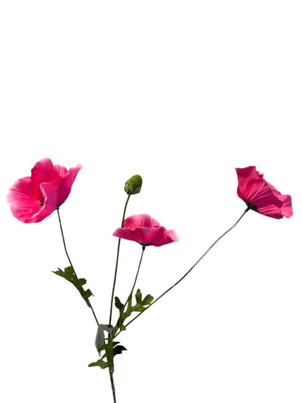 Zijdenbloem | Kunstbloem | Poppy Spray | Fuchsia | 63cm