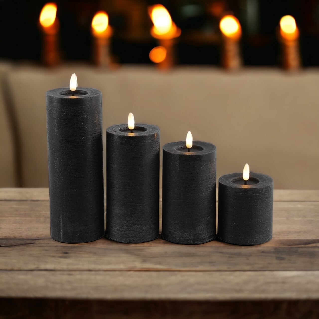 Ledkaars | Stompkaars | Zwart | Countryfield | Ø 7,5 cm | Diverse hoogtes