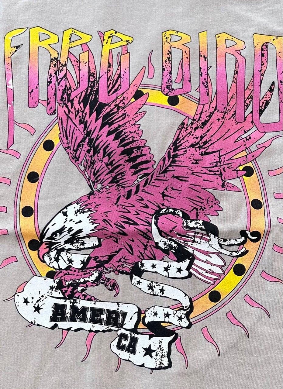 T-shirt adelaar "Free Bird" onesize beige