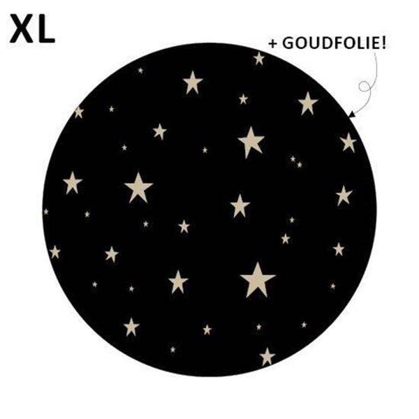 kerst Sticker sterretjes zwart/goud 65mm XL