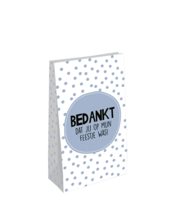 sale Blokbodemzak Bedankt dat jij op mijn feestje was blauw M