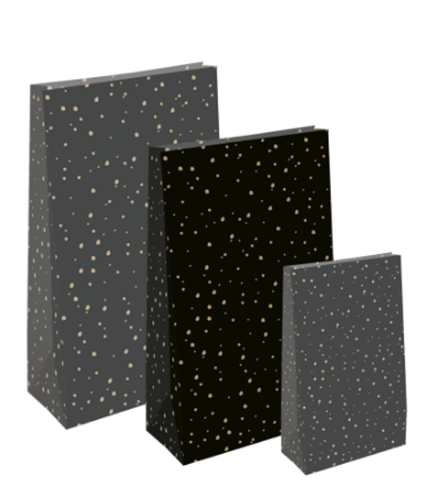 Blokbodemzak confetti goud/zwart M