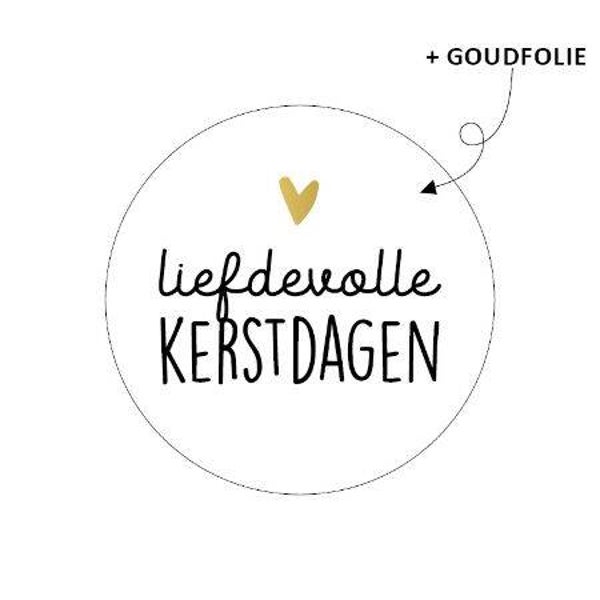 Kerst sticker Liefdevolle kerstdagen rond wit 40mm