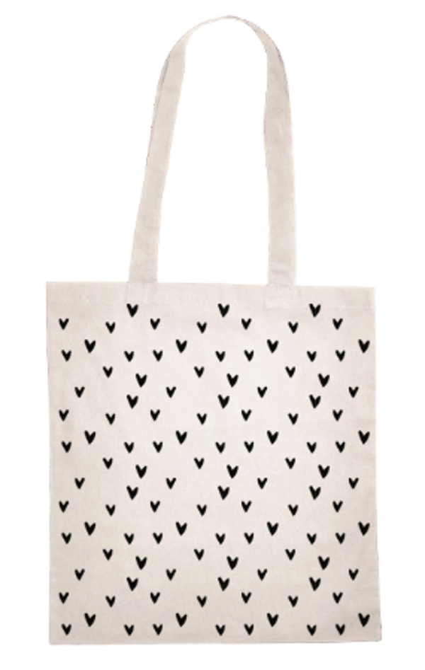 canvas tas zwarte hartjes