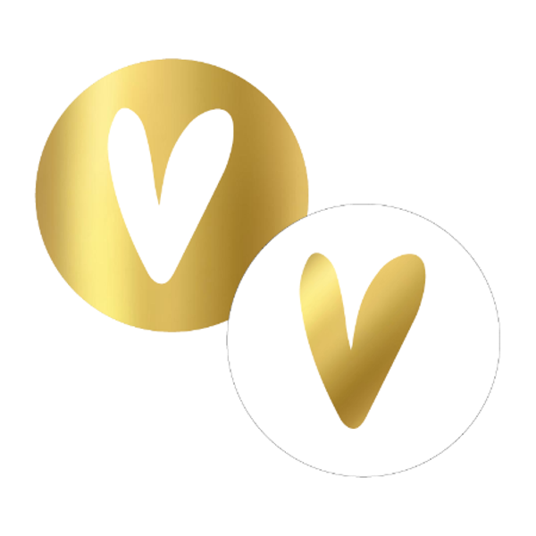 sticker hart wit/goud 2 stuks 50mm
