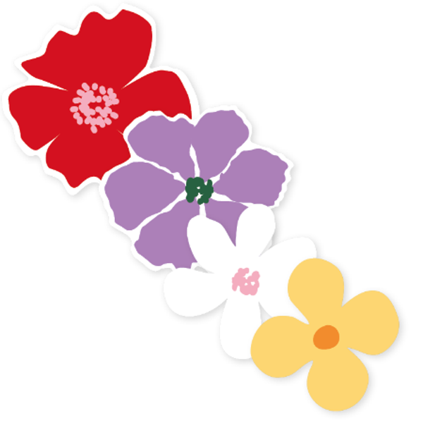 sticker retro flowers 4 variaten 60x58m