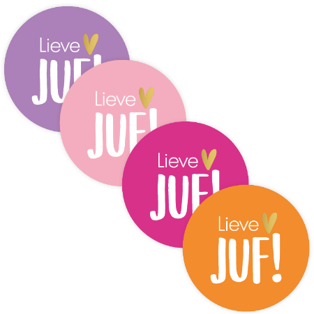 sticker lieve juf 4 varianten 40mm