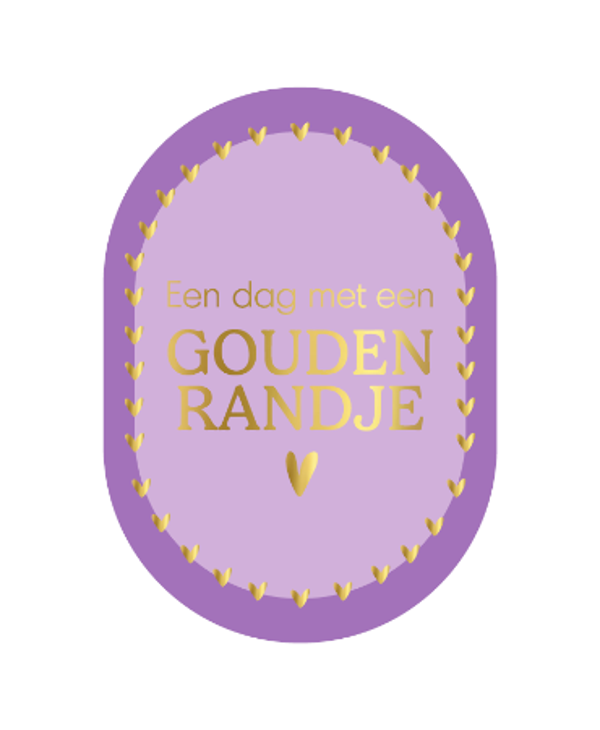 ansichtkaart een dag met een gouden randje ovaal