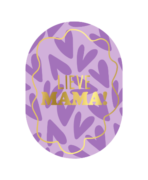ansichtkaart lieve mama lila harten ovaal